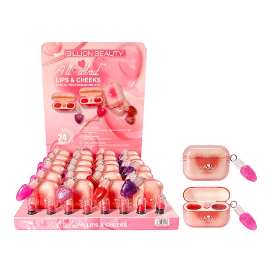 DUO LABIAL Y GLOSS AIRPODS LLAVERO CORAZON BILLION BEAUTY