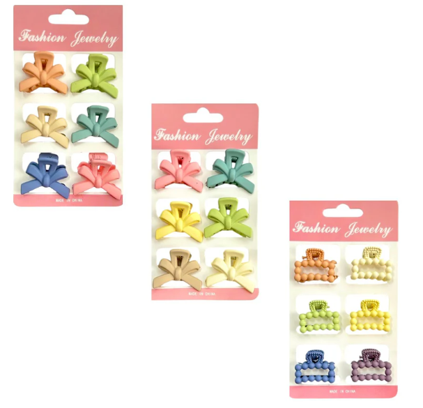 SET X6 CARTON MINI GANCHO FLOR HAWAIANO DISEÑOS SURTIDOS FASHION JEWELRY