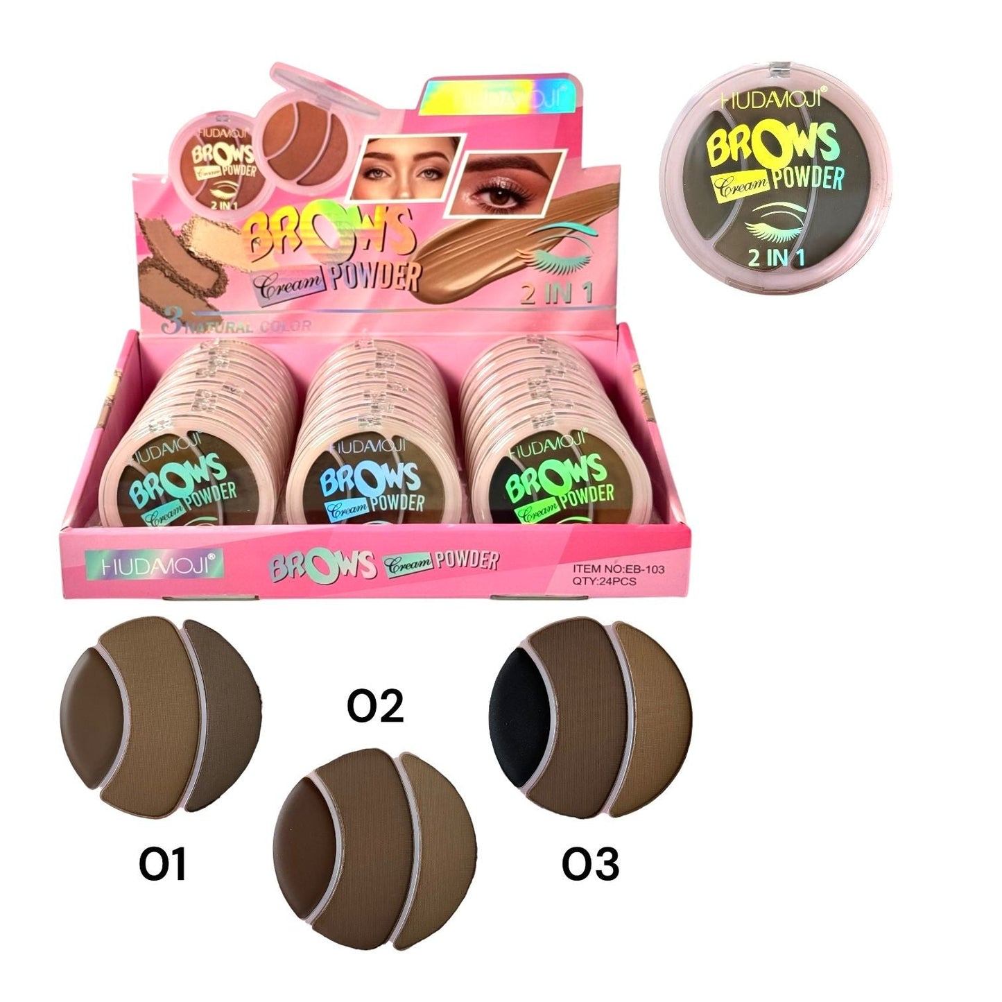 SOMBRA DE CEJAS X3 TONOS CREMA/POLVO HUDAMOJ